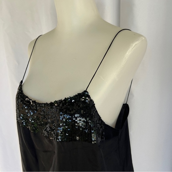 Dereck Lam black sequin lightweight silk slip dress nighty lingerie Italy size 6 - Picture 3 of 16
